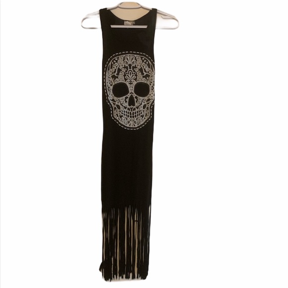 Body Central Other - Skull Black &White Fringe Swimsuit Coverup Sz Sm